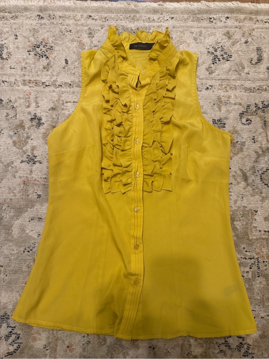 The Limited Tops - The Limited Mustard Ruffle Front Sleeveless Blouse